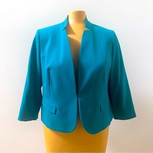Gorgeous Summer Teal 3/4 Sleeve Blazer Jacket 18W 90s Vibes Sassy Style EUC